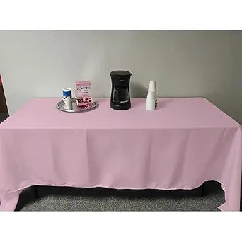 Intedge TCM5496-PINK Tablecloth, Rectangular Hemmed Edge, 54" x 96", 65/35 Poly Cotton Fabric Dining Table Cover, Washable Banquet and Wedding Tablecloth, Made in USA, 1 Each