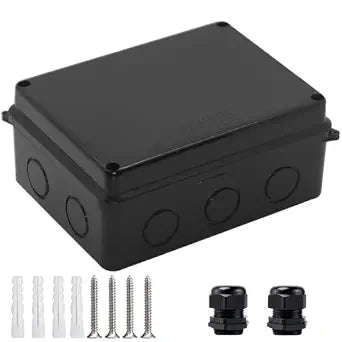 Electrical Box, Outdoor Waterproof Box IP65 Junction Box with Reserved Holes,ABS Plastic Project Box Power Cord Enclosure Black Outer Size: 5.9 x 4.3 x 2.8 inch(150x110x70mm)