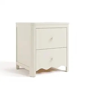 Storkcraft Casablanca 2 Drawer Nightstand (Frosted Oat) - GREENGUARD Gold Certified, Storage for Kids Bedroom, Premium Wood Nightstand with Elegant, Iconic Wave Detailing and Rounded Posts