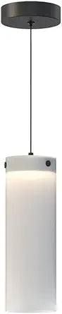 ET2 Lighting Highball 1-Light 12.5" Mini Pendant | Black Finish | Translucent Frost Glass Cylindrical Shade | Modern Mini Hanging Pendant Light | Adjustable Cord Suspension | E21184-54BK