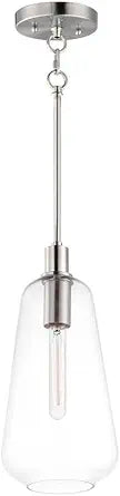 Maxim Lighting Babylon 1-Light Pendant Light | Satin Nickel Finish | Clear Glass Shade | Kitchen Dining Pendant | 11114CLSN