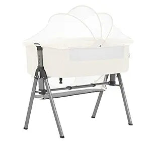 Dream On Me Lotus Bassinet and Bedside Sleeper in Ivory, Lightweight and Portable Baby Bassinet, Adjustable Height Position, Easy to Fold and Carry Travel Bassinet- Carry Bag Included Small