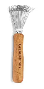 GranNaturals Hair Brush Cleaner - Rake Design for Pick Cleaning & Detangling Combs & Bristle Brushes - Durable Metal Wires, Ergonomic Wooden Handle - Quick Hair, Dust & Lint Remover Tool for Brushes