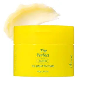 Ariul The Perfect Quick Oil Balm to Foam Cleanser ��� 3-in-1 Makeup Remover Cleansing Balm, Deep Pore Cleanser with Jojoba, Sunflower & Almond Oils, Korean Facial Cleanser (100g / 3.