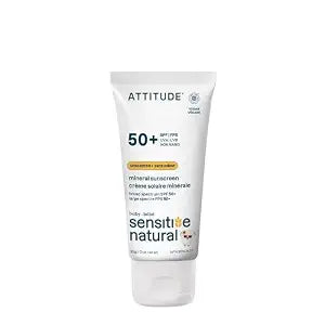 ATTITUDE Baby Sensitive Skin Mineral Sunscreen SPF 50+, Unscented, 3 Oz