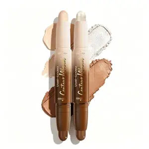 2PC Contour Highlighter Stick���2-in-1 Dual-Ended Cream Bronzer & Highlighter Sticks Pen for Face Body Contouring