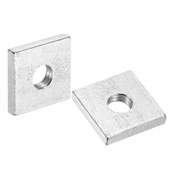 uxcell 200Pcs M6x16mmx3mm Square Nuts, Carbon Steel Zinc Plated Coarse Thread Square Nuts Fasteners for Home Repairs and Professional Engineering, Silver