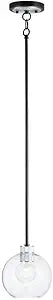 Maxim Lighting Vessel 1-Light Mini Pendant | Black/Brushed Aluminum Steel Finish | Clear Glass Shade | Industrial Indoor Light Fixture | Ideal for Kitchen Islands & Breakfast Nooks | 21619CLBKAL