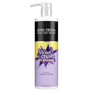 John Frieda Violet Crush Purple Conditioner, Purple Conditioner for Blonde Hair, Crushed Violet Pigments Neutralize Brassy Tones for Cooler, Brighter Blonde, 16 FL OZ (475ml)