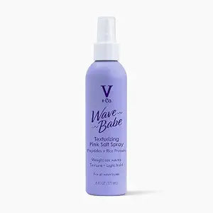 V&Co. Wave Babe Texturizing Pink Salt Spray – Beach Wave Spray for Wavy Hair with Himalayan Pink Salt & Peptides – Lightweight Texturizing & Volumizing Mist for Soft, Touchable Texture – 6 oz