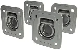 TCH Hardware 4 Pack Steel Recessed Tie Downs with Backing Plate | Heavy Duty | 6,000 lbs Load Capacity