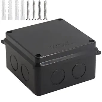 Outdoor Waterproof Box,Junction Box Reserved Holes IP65 ABS Plastic Electrical Boxes Power Cord Enclosure Project Box Black Outer Size 3.9 x 3.9 x 2.8 inch(100x100x70mm)