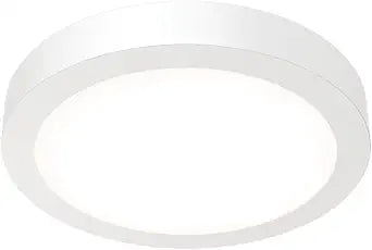 Juno Slim Basics 6 Inch LED Ceiling Light, Low Profile Surface Mount Downlight for Shower or Closet Lighting, 3000K/4000K/5000K Selectable White Light, Edged Trim, Wet Rated, Matte White