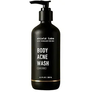 Shield Body Acne Wash for Back, Chest & Shoulders - Men's 10% Benzoyl Peroxide Body Wash, Clears Breakouts & Acne Scars ��� Unscented with Niacinamide, Glycolic Acid & Ceramides, 8.5 oz