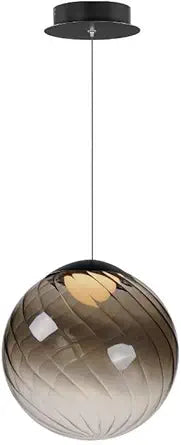 ET2 Lighting Planetary 1-Light Pendant | Black Finish | Smoke Glass Shade | Modern Hanging Pendant Light for Kitchen Islands and Dining Rooms | Adjustable Cord Suspension | E24189-138BK