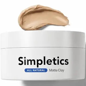 Simpletics Hair Clay for Men (Vanilla Scent) – Natural 6 Ingredient Matte Styling Clay with Beeswax & Coconut Oil – Strong Hold, Water Based, Non-Greasy – Adds Texture & Volume – 2oz