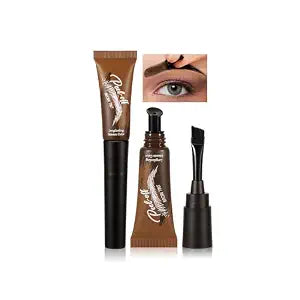 Eyebrow Gel Peel Off, Temporary Eyebrow Gel with 150��Small Curved Tray Eyebrow Peel Off Gel, Waterproof Brow Gel for Women Create Fuller & Defined Natural Brows Makeup(#03 Dark Br
