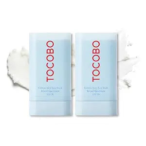 TOCOBO Cotton Airy Sun Stick SPF 50 Korean Sunscreen Stick for Face, Broad Spectrum, Matte Finish, Sebum Control, No White Cast, Mess-Free Solid Sun Stick for Daily & Travel, 0.67 oz (Pack of 2)