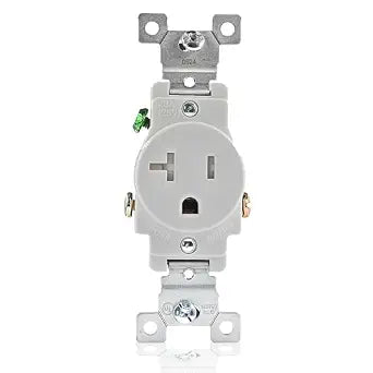 Faith 20A/125V White 3-Prong Tamper-Resistant Single Receptacle Outlet TR120R-WH, Commercial-Grade Electrical Outlet, 2-Pole Power Outlet, 20-Amp Outlet with Side Wiring Installation