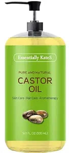 Essentially KateS Castor Oil 16.9 Fl Oz - 100% Pure and Natural, Cold Pressed, and Hexane-Free - Hair Care, Skin Care and Body Care
