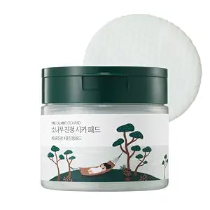 ROUND LAB Pine Calming Cica Pad 50pcs, 7cm Wide Cooling and Soothing Toner Pads with Pine Cica, BHA + LHA, and Hyaluronic Acid for Heated, Acne-Prone Skin, Multi-Zone Hydration, Korean Skincare