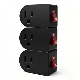 3 Pack Grounded Outlet Wall Tap Adapter Black