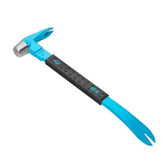 OX Tools 12" Cats Paw Nail Puller Tool with Unique Hammer Head Pry Bar - Cats Paw with Rubber Grip, Polished Beveled Claws - Forged Steel Design - Saca Clavos De Carpintero