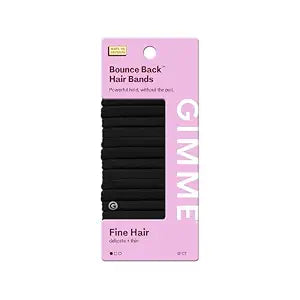 Gimme Beauty Fine Hair Seamless Ties, Black, 12 Pack