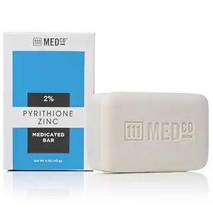 111MedCo 2% Pyrithione Zinc Medicated Cleansing Bar, Anti���Dandruff Face, Scalp and Body Soap for Itching, Flaking and Scaling from Dandruff and Seborrheic Dermatitis, 4 oz