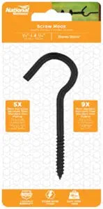 National Hardware N820-102 Screw Hook, 1/4 X 4-1/4 in. - Quantity 10