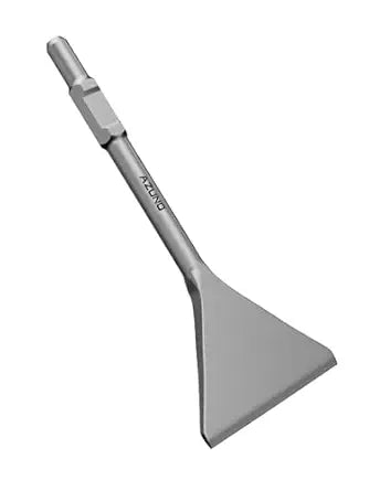 AZUNO HEX Shank Chisel 6" x 15" Wide Thinset & Tile Removal Chisel Bit for 1-3/16''(30mm) HEX Jack Hammer& 65A Demolition Hammer, Heavy Duty Steel Flat Shovel Bit for Removing Tile, Mortar, Concrete