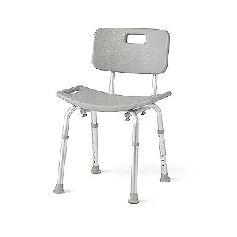 Medline Bath Chair, Bench, Seat, Stool for Disabled, Seniors & Elderly Bathroom Transfer Inside Shower/Tub/Bathtub 400 Lbs. Capacity, Gray