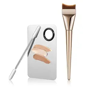 3 Pcs Makeup Palette Tray, Makeup Plate Foundation Plate with Spatula Brush