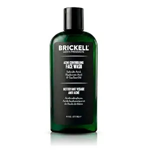 Brickell Men's Acne Face Wash for Men, Acne Face Wash to Cleanse Skin and Eliminate Acne, Clears Breakouts, With 2% Salicylic Acid, Hyaluronic Acid, and Tea Tree Oil, 6 Ounces