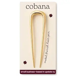 Cobana French Hair Pin – 5'' Gold Metal Pin for Buns, Twists & Updos – Secure Hold for Medium to Thick Hair – Lightweight Styling Accessory for Women