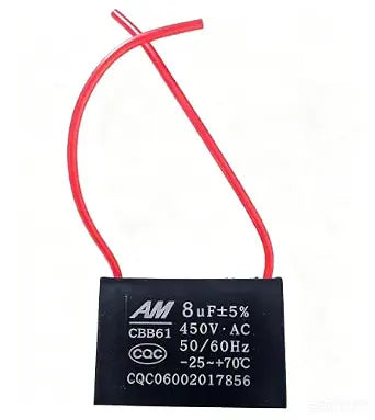 1-Pack CBB61 Ceiling Fan Capacitor - 6uf 2 Wire, 450V, 50/60Hz (Fan Capacitor), BLACK