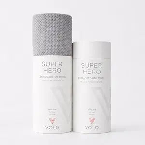 VOLO Super Hero XL Hair Towel - Ultra Soft, Quick Dry, Anti Frizz, Microfiber - Large Luna Gray