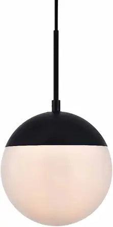 Living District Eclipse 1-Light Metal & Glass Pendant in Black/White