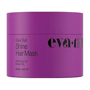 Eva NYC Anti-Frizz Hair Mask for Instant Shine - Argan Oil + Neem Oil - For High Gloss + Glassy Mirror-Like Shine - Nourishing Anti-Frizz Hair Product - Warm Vanilla Scent - 8.4 fl oz