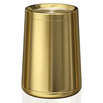 2.6Gal/10 L Gold Brushed Stainless Steel Trash Can with Swing Cover, Bathroom Trash Can with Lid, Garbage Can for Bathroom, Bedroom, Office, Hotel, Rest Room, RV (Gold)