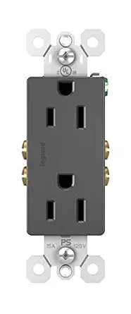 Legrand radiant 15 Amp Decorator Duplex Outlet Black 1 Pack