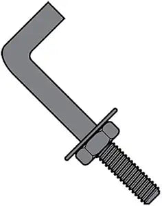 1/2-13X8 Bent Anchor Bolts with Nut and Washer Plain (Pack Qty 75) BC-50128BBA by Shorpioen