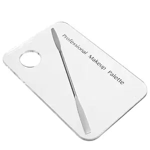 1 Set Acrylic Transparent Makeup Paint Palette Tray for Colors Painting Mixing with Stainless Steel Straight Spatula Nail Art Makeup Tool (Acrylic Color Palette #1)