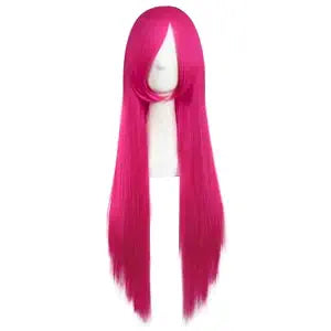 MapofBeauty 32 Inch Long Straight Anime Costume Cosplay Wig, Hot Pink
