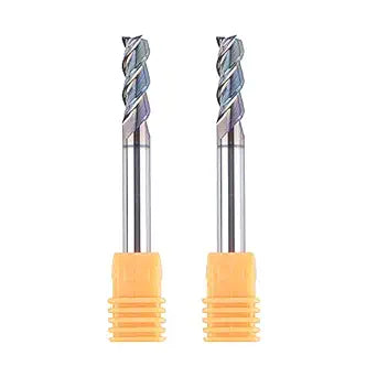 SpeTool 2Pcs 1/4" Shank Aluminum End Mill Set 3 Flute CNC Spiral Router Bits 2-1/2" OVL Extra Long Life Coated Non-Ferrous Metal Upcut Router Bit Tool
