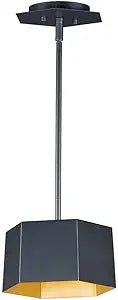 Maxim Lighting Honeycomb 8" 1-Light Pendant Light | Black/Gold Steel Finish | Steel Slope: 90 Shade | Transitional Indoor Light Fixture | Ideal for Kitchen Islands & Dining Rooms | 30331BKGLD