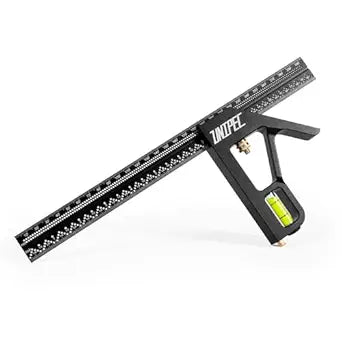 Combination Angle Square, 12-Inch Metric & Inch Ruler with Horizontal Bubble Level, 1mm and 1/16" Hole Spacing, Precision Multi-Purpose Measuring Tool for Woodworking & Metalworking