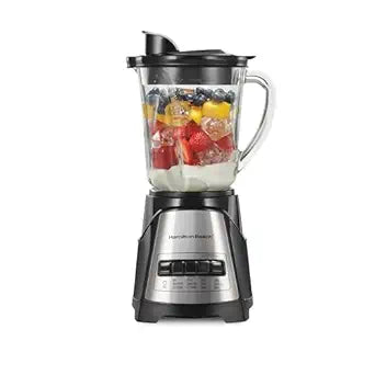 Hamilton Beach Power Elite Wave Action Blender For Smoothies, 40 Oz Glass Jar, 12 Functions Including Puree, Crush Ice, 700 Watts - Black (58148A)