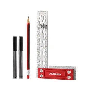 Precision Woodworking Square, Stainless Steel Square with Shoulder Lip, Self Standing for Quick Measurement, Built in Scribe Notches, Framing Tool for Professional Carpentry Use-6 Inch