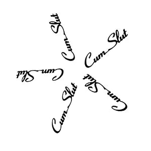 CumSlut Temporary Tattoo ��� 5 Piece Pack featuring black let